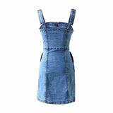 Women Black Blue Sundress Denim Dress Preppy Adjustable  Dress Female MartLion   