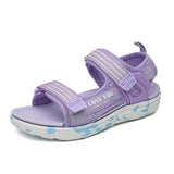 Summer Beach Water Children Sandals Shoes Lightweight Non-slip Soft Bottom Shading Leather Boys Girls Mart Lion 8023 purple 29 CN