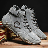  Men's Motorcycle Ankle Boots Rain Genuine Leather Safety Shoes Work Luxury HighTop Sneakers Winter MartLion - Mart Lion