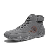 Men's Motorcycle Ankle Boots Rain Genuine Leather Safety Shoes Work Luxury HighTop Sneakers Winter MartLion GRAY 38 