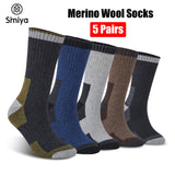 5 Pairs Merino Wool Socks Men's Hiking Socks Winter Wool Warm Socks Breathable Crew Thermal Socks Against Cold(US 7-13) MartLion   