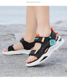 Summer Beach Water Children Sandals Shoes Lightweight Non-slip Soft Bottom Shading Leather Boys Girls Mart Lion   