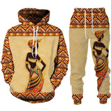 Female Print Hoodie Suit Dashiki Ethnic Style Men's Women Pullover Sweatshirt Set Casual Couple Streetwear Tracksuit MartLion Suit-1 S CHINA