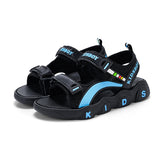 Summer Beach Water Children Sandals Shoes Lightweight Non-slip Soft Bottom Shading Leather Boys Girls Mart Lion 2205 blue 29 CN