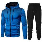 Tracksuit Men's Zipper Hooded Sweatshirt and Sweatpants Two Pieces Suits Casual Fitness Jogging Sports Sets MartLion Blue S 