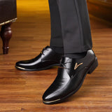 Luxury Men's Shoes Pointy Loafers Leather Formal Dress Oxford Design Oxford MartLion   