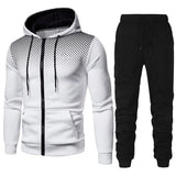 Tracksuit Men's Zipper Hooded Sweatshirt and Sweatpants Two Pieces Suits Casual Fitness Jogging Sports Sets MartLion White S 