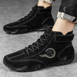  Men's Motorcycle Ankle Boots Rain Genuine Leather Safety Shoes Work Luxury HighTop Sneakers Winter MartLion - Mart Lion