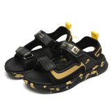Summer Beach Water Children Sandals Shoes Lightweight Non-slip Soft Bottom Shading Leather Boys Mart Lion 199 gold 27 CN