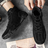 Men's Motorcycle Ankle Boots Rain Genuine Leather Safety Shoes Work Luxury HighTop Sneakers Winter MartLion   