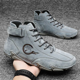 Men's Motorcycle Ankle Boots Rain Genuine Leather Safety Shoes Work Luxury HighTop Sneakers Winter MartLion   