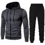 Tracksuit Men's Zipper Hooded Sweatshirt and Sweatpants Two Pieces Suits Casual Fitness Jogging Sports Sets MartLion Dark gray S 