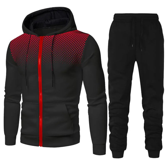  Tracksuit Men's Zipper Hooded Sweatshirt and Sweatpants Two Pieces Suits Casual Fitness Jogging Sports Sets MartLion - Mart Lion