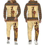 Female Print Hoodie Suit Dashiki Ethnic Style Men's Women Pullover Sweatshirt Set Casual Couple Streetwear Tracksuit MartLion   