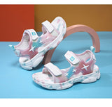 Spring Kids Sandals Boys Girls Beach Shoes Breathable Flat PU Leather Children Outdoor Mart Lion   