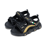Summer Beach Water Children Sandals Shoes Lightweight Non-slip Soft Bottom Shading Leather Boys Girls Mart Lion 2205 gold 29 CN
