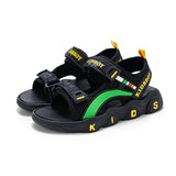 Summer Beach Water Children Sandals Shoes Lightweight Non-slip Soft Bottom Shading Leather Boys Girls Mart Lion 2205 green 29 CN