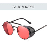 Retro Round Metal Frame Sunglasses Steampunk Men's Punk Women  Luxury Brand Designer Glasses Oculos De Sol Shades UV Protection Mart Lion Red multi 