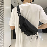 Black Waist Pack Casual Chest Bag Unisex Crossbody Pouch Waterproof Outdoor Messenger Bag Men's Belt Phone Pouch Travel Mart Lion   
