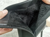Onlymaker Women Ankel Boots Poited Toe Metal Thin High Heel Side Zipper Black Warm Winter MartLion   
