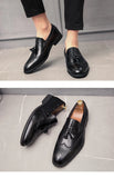 Men's Brogue British Oxford Dress Shoes Gentleman PU Leather Footwear Zapatos Hombre Flats Tassel Loafers MartLion   