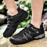 Men's Soft Outdoor Casual Shoes Summer Breathable Mesh Sneakers Light Black Hiking Footwear Running Mart Lion   