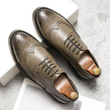 Fotwear Men's Dress Shoes Brogues Office Leather Lace Up Wedding Oxfords Brown Formal Sneakers Mart Lion Gray 6.5 