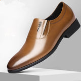 Classical Men's Dress Shoes Flat Formal Oxfords Casual Shoe PU Leather Slip-on Footwear Mart Lion   