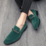 Men's Suede Leather Loafers Cosplay Green Flats Slip-on Autumn Casual Moccasins Footwear Wedding Shoes MartLion   
