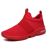 Men's Sneakers Slip-On Shoes Lightweight Breathable Footwear Casual Sport Mesh Jogging Mart Lion Red 6 