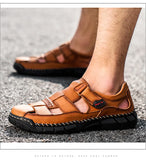 Genuine Leather Men's Sandals Summer Breathable Beach slippers Outdoor Casual Sneakers MartLion   