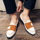 Canvas Leather Shoes Men's Casual Luxury Brand Handmade Penny Loafers Slip On Flats Driving Dress White Green Moccasins MartLion   