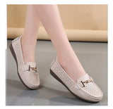 Summer Women Flats Shoes Cutouts Genuine Leather Loafers Breathable Ballet Flats Oxford Casual MartLion   