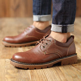 Autumn Men's Leather Shoes Brogue Casual safety Genuine Leather Work Casual Sneakers Mart Lion   