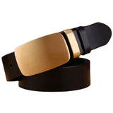 belt men's full grain cowhide genuine leather waist belt 3.8cm wide strap red brown black gold MartLion black ring brass 130cm 