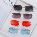 1PC Ocean Lens Sunglasses Women Men's Cheetah Decoration Rimless Rectangle Retro Shades UV400 Eyewear MartLion   