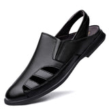 Men's Sandals Genuine Leather Shoes Casual Summer Footwear Breathable Slides Soft luxury Mart Lion   