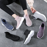 Women Platform Sneakers Casual Shoes Slip On Sock Trainers Plush Lightweight MartLion   