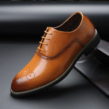 Men's British Retro Carved Brogue Shoes Lace-up Leather Dress Office Wedding Party Oxfords Flats Mart Lion   