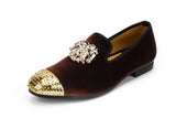 Handmade Gold Toe Men's Velvet Loafers Brand Party And Wedding Dress Shoes MartLion Brown 5.5 