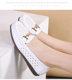 Summer Women Flats Shoes Cutouts Genuine Leather Loafers Breathable Ballet Flats Oxford Casual MartLion   