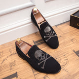 Men's Suede Leather Loafers Casual Metal Skull Decoration Moccasins Oxfords Shoes Party Footwear Slip-On Driving Flats Mart Lion   