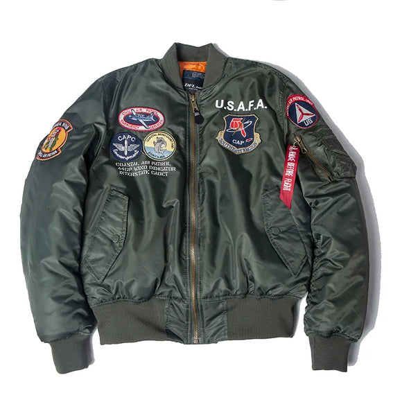 vintage pilot bomber flight jacket us air force top gun men's winter army USN MA1 USMC embroidery MartLion   