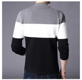 Autumn Men's Casual Cardigan Sweater Jumper Winter Striped Pockets Knit Outwear Coat Sweater Mart Lion   