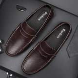 Genuine Leather Men's Loafers Brown Black Cow Leather Penny Loafers Adult Office Career Shoes Moccasins Driving Leisure Mart Lion   