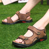 men's sandals summer shoes genuine leather sandals beach cow leather Mart Lion Light brown 0569 38 
