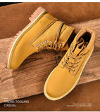 Men's Genuine leather Boots Autumn Winter Casual Shoes Classic retro Comfy Lace-up Outdoor Mart Lion   