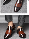Classic Men's Dress Shoes Elegant Formal  Wedding Slip On Office Oxford Black Brown Mart Lion   