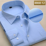 Men's Dress Shirts Long Sleeve Slim Fit Solid Striped Formal White Shirt Social Clothing MartLion 8868-12 38 