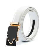 White Men's Belt Automatic Buckle Two-layer Cowhide Youth Korean Version Design Authentic Wild Youth Belt MartLion E 105cm (Waist 90cm) CHINA